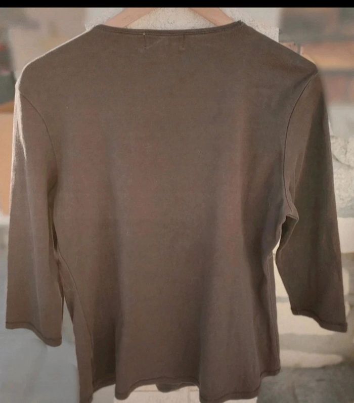 Tee-shirt manches 3/4 marron - photo numéro 2