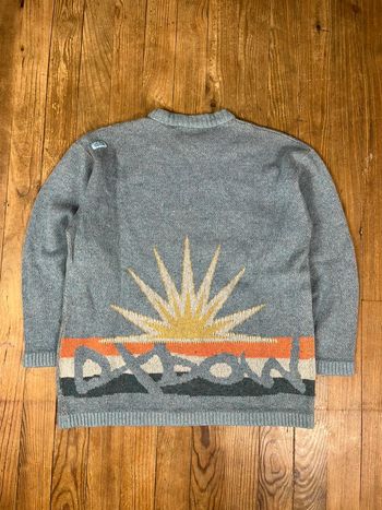 Pull maille vintage 90’s Surfwear / Skiwear Oxbow motifs logo laine XL bleu