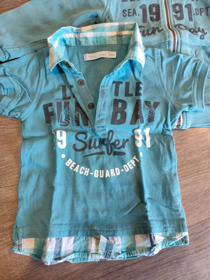 Ensemble t-shirt et veste zippée 24 mois - photo numéro 2