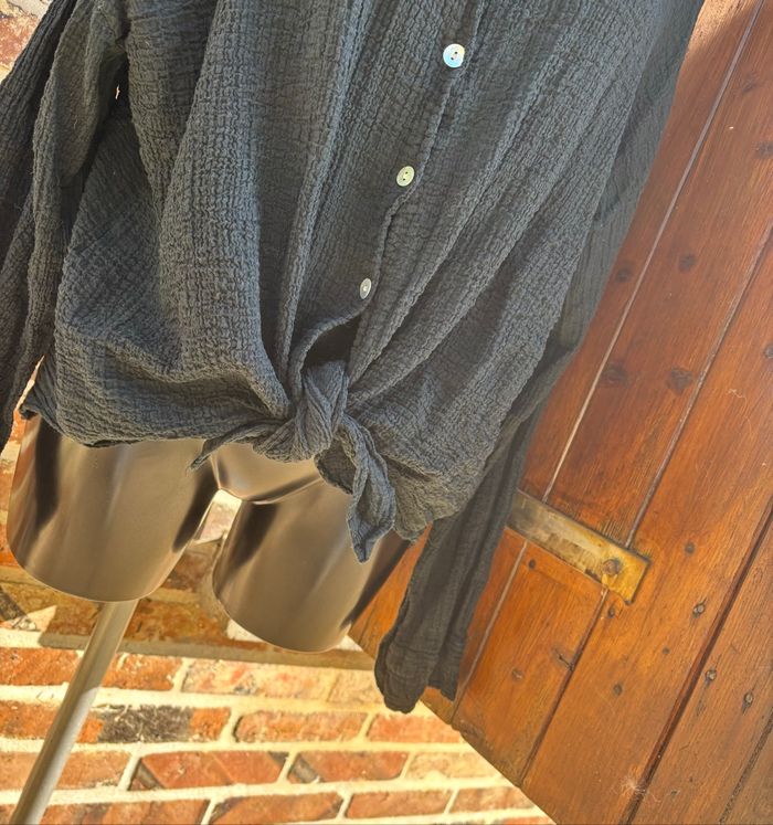👕 Chemise noire en gaze de coton – Taille unique – Made in Italy - photo numéro 2