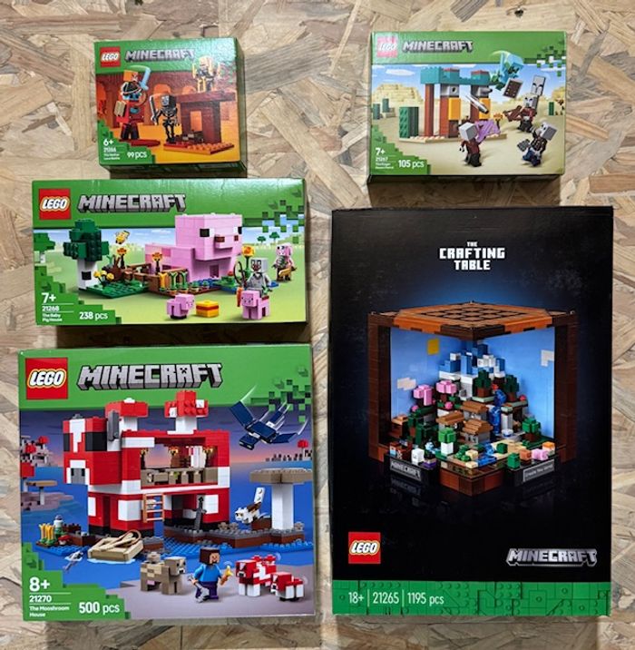 Pack LEGO Minecraft - 21265 / 21266 / 21267 / 21268 / 21270 - Neufs et scellés