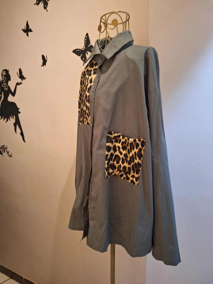 Chemise kaki & léopard - Made in italy - photo numéro 2