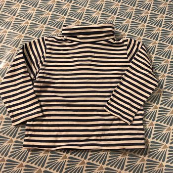Sous pull bleu Marine/blanc avec col roulé - 12 mois