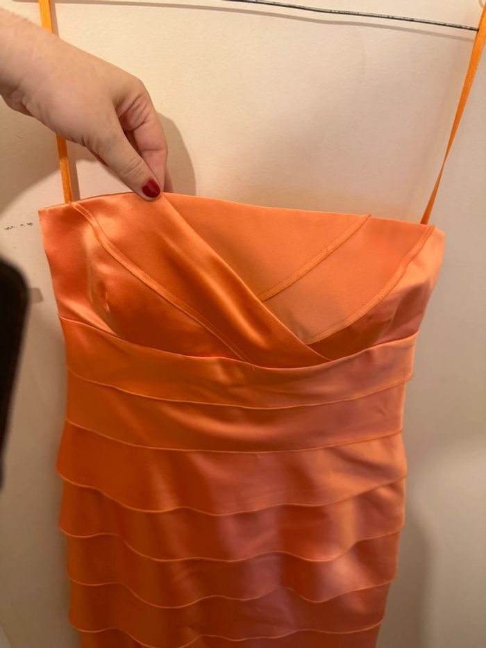 Robe bustier orange manoukian soiree mariage taille L - photo numéro 2