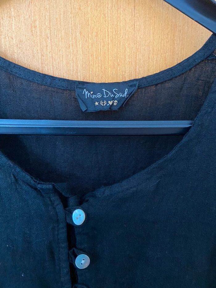Robe/tunique noire mino du sud en lin - photo numéro 3