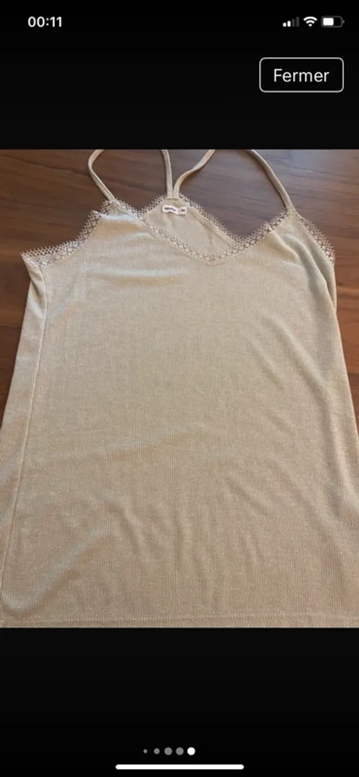 Débardeur beige avec fils dores viscose M Undiz - photo numéro 5