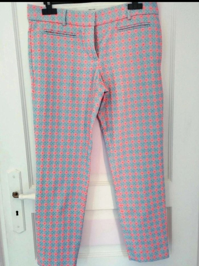 Pantalon Chino - Bleu Corail fluo  -  fleuri  - Paul&Joe  - T40  - Parfait  état - photo numéro 3