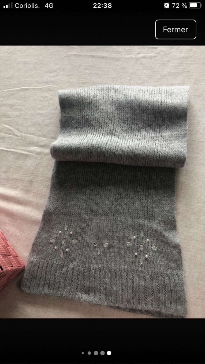 Echarpe + bandeau gris + strass - photo numéro 6