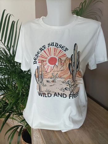 T-shirt blanc Désert Cactus Soleil