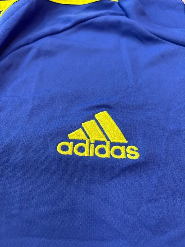 T-shirt de sport pour homme Adidas taille L bleu et jaune fluo - photo numéro 3
