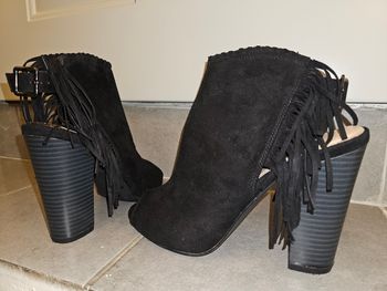 👢 Bottines à talons JustFab – avec frange, talons 12 cm – Taille 41
