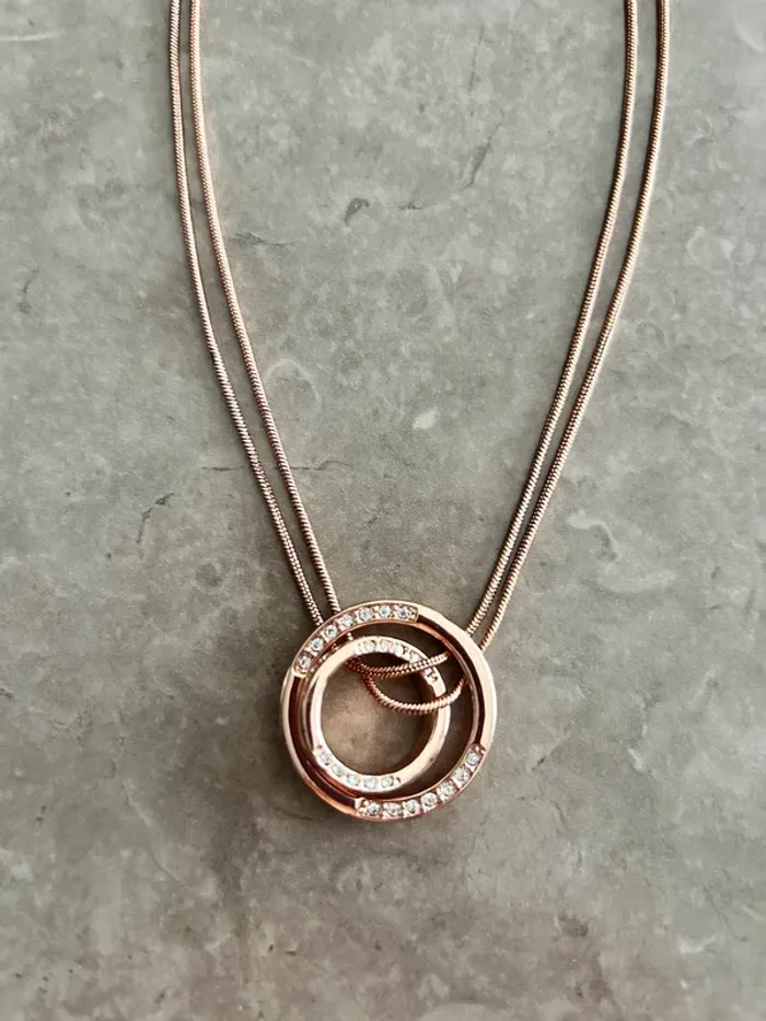 Collier Plaqué Or Rose et Oxyde de Zirconium