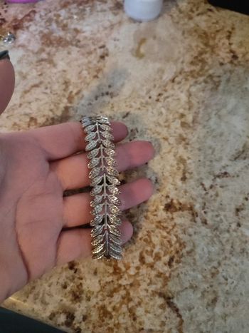Bracelet argenté feuille