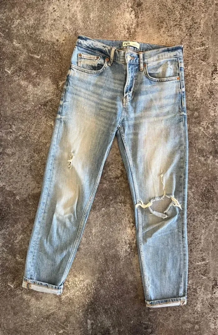 Jean troué femme Zara taille S Pantalón vaquero roto mujer strappati donna Zerrissene Damenjeans - photo numéro 2