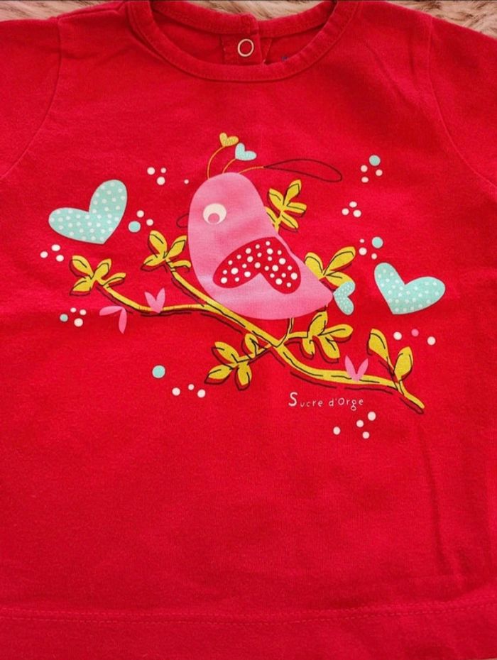 T-shirt  fushia sucre d'orge  6 mois - photo numéro 3