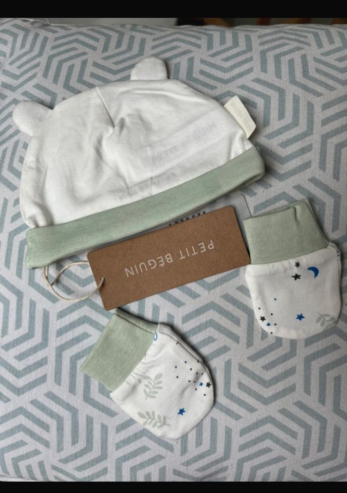 Ensemble bonnet + moufles petit béguin - photo numéro 2