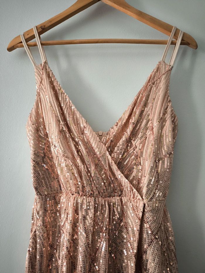 Robe longue rose pâle à paillettes Taille S Élégance scintillante - photo numéro 2