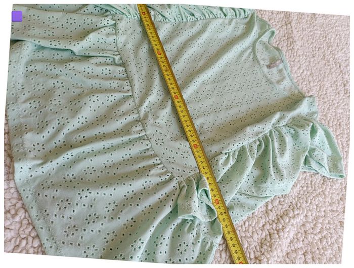 Blouse vert menthe broderie anglaise mignon cute vintage - Laura Torelli, taille XL - photo numéro 6