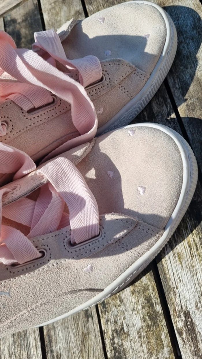 Baskets sneakers Puma rose cuir rose 39 état comme neuf - photo numéro 2