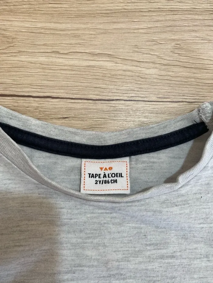 Tee-shirt gris motif manche courte garçon 24 mois / 2 ans tape à l’œil - photo numéro 3