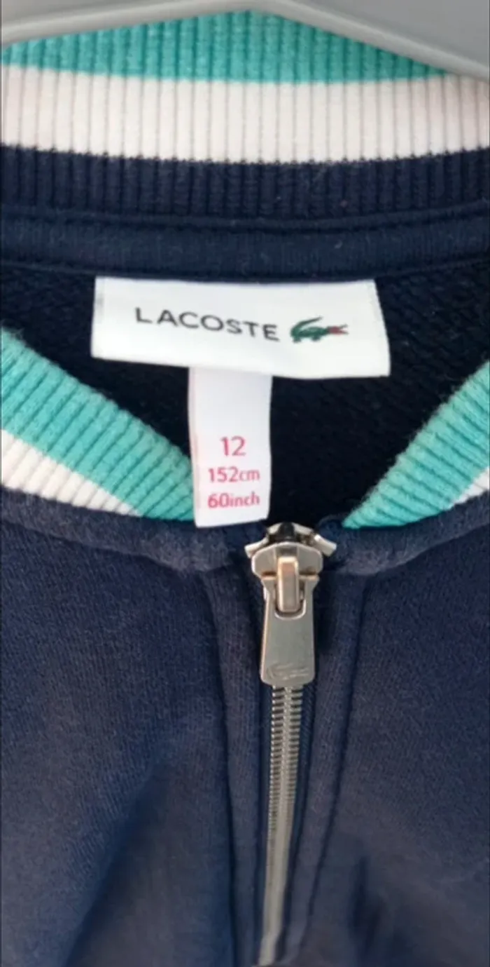 Veste zippée Lacoste garçon - Taille 12 ans - Très bon état - photo numéro 3