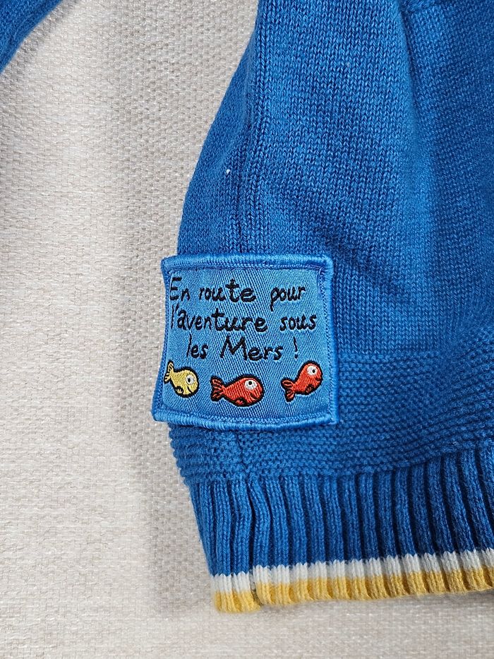 Gilet à capuche zippé sergent major 12 mois 74 cm - photo numéro 3