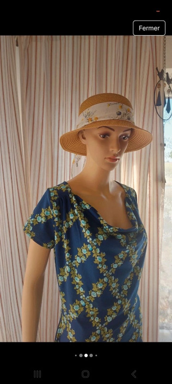 Robe fond bleu fleuries King Louie  taille M - photo numéro 12