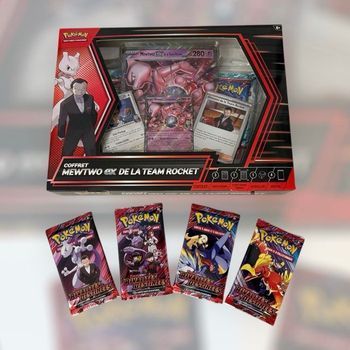 New rocket 🔥 Coffret MEWTWO EX Team Rocket + 4 Boosters EV10 – Pack Spécial Neuf / Scellé 🔥