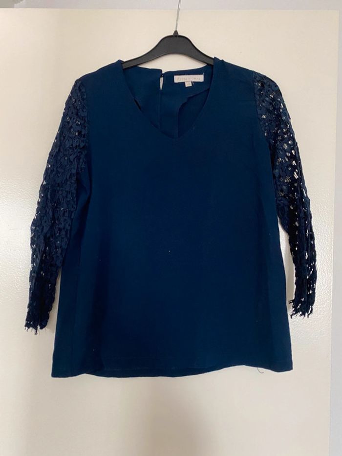 Blouse dentelle bleu