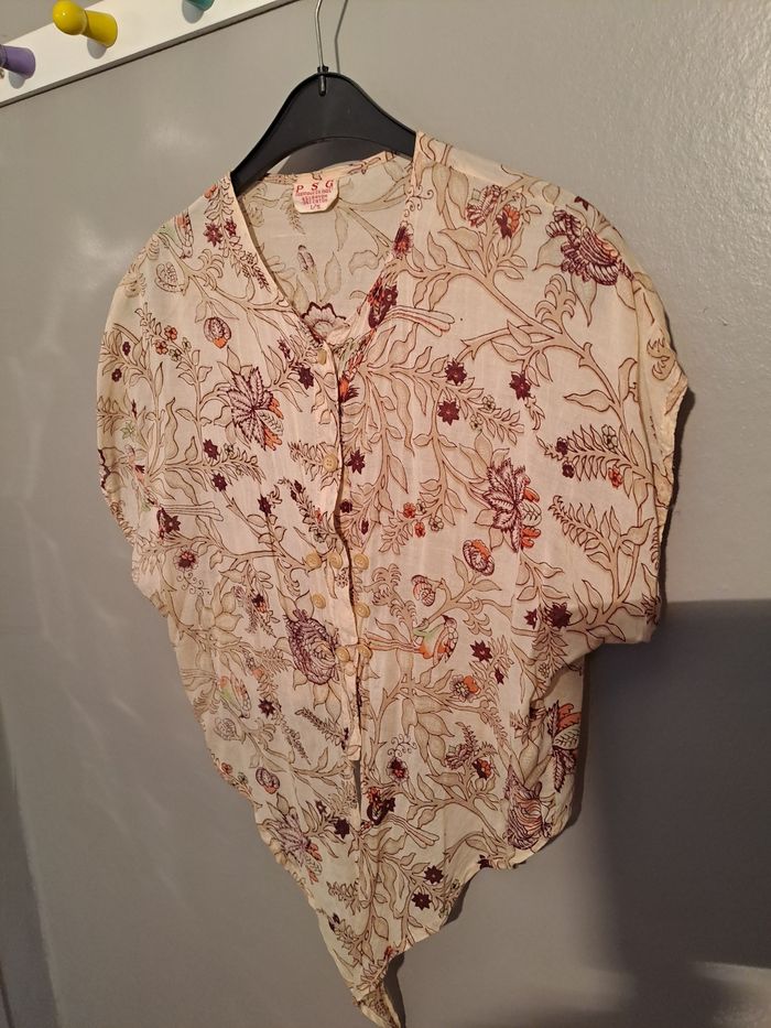 Chemisier femme beige à motifs - Marque PSG - Taille 36 - Très bon état. - photo numéro 2