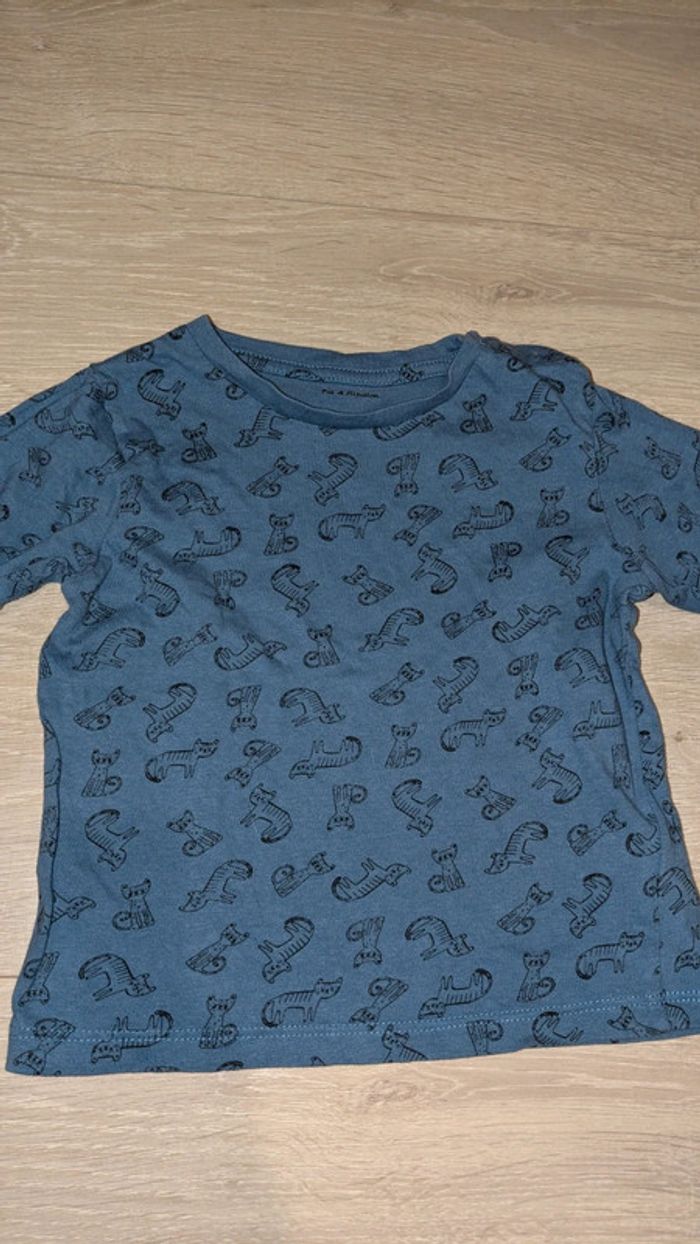 T shirt longues manches bleu garçon 36 mois - photo numéro 2