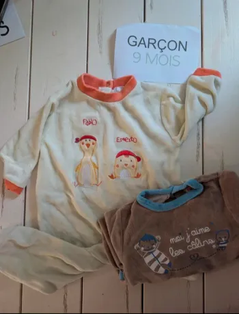 Lot Pijamas hiver bébé garçon 9 mois