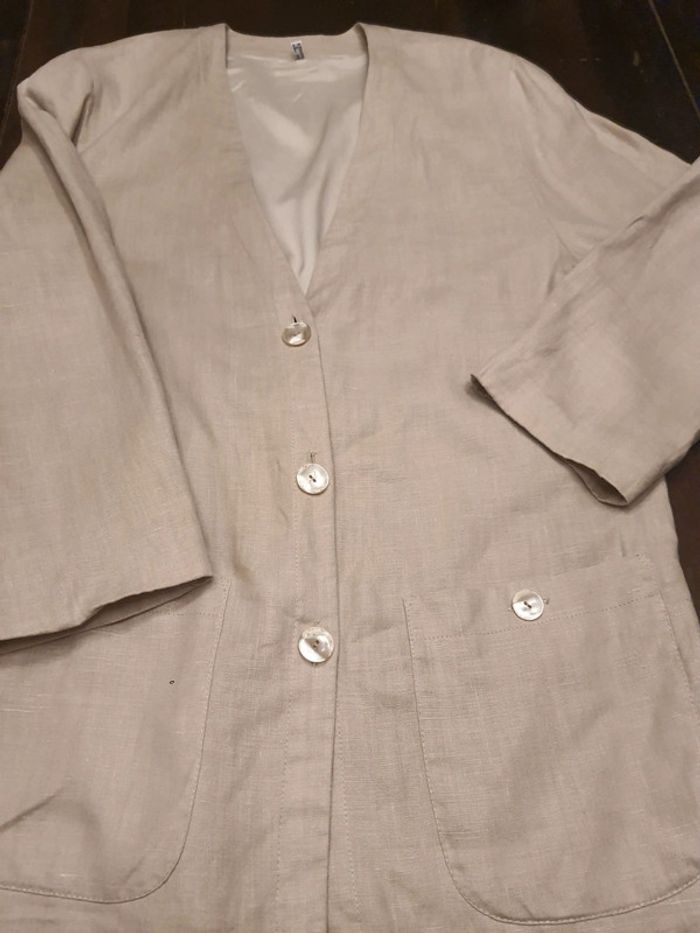 Pardessus beige Anny N 100% lin  fr/ be 46 - photo numéro 15