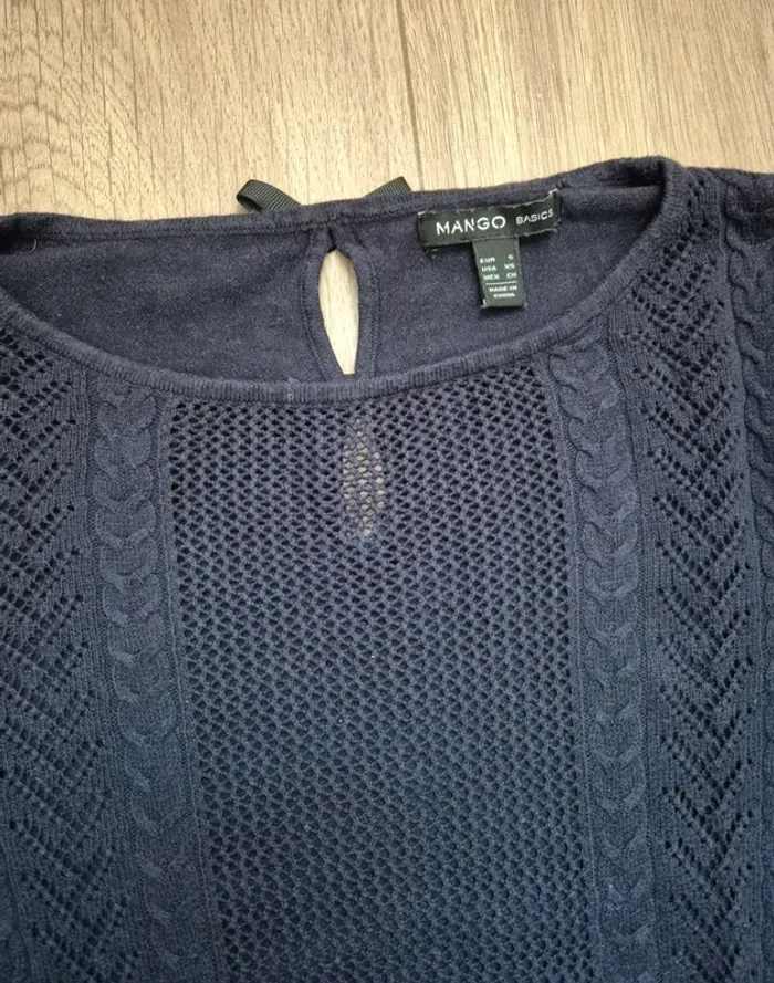 Pull bleu marine crochet mango - photo numéro 2