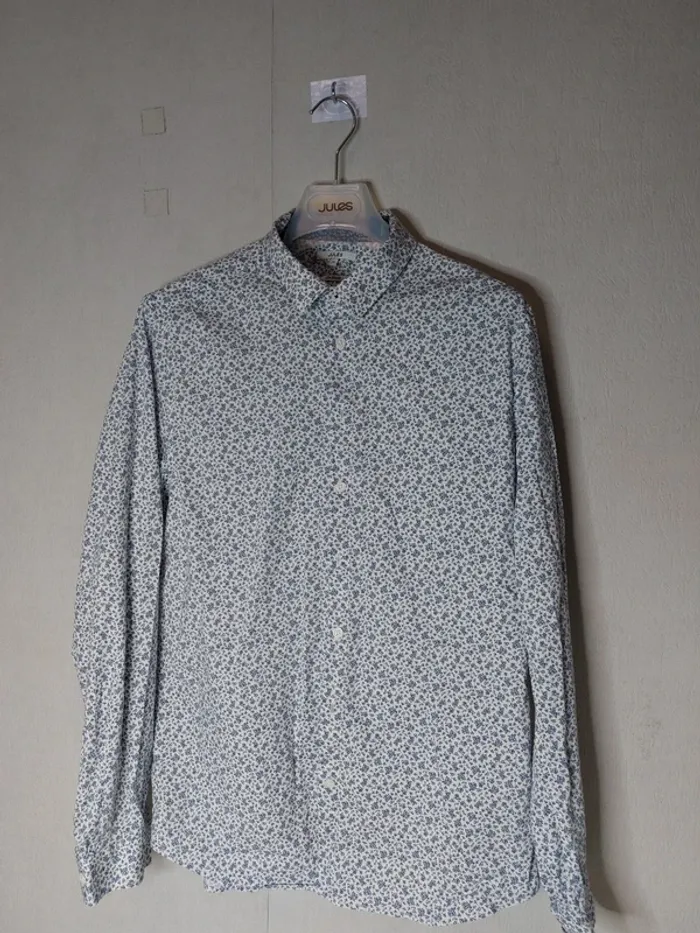 Chemise blanche imprimée bleu slim fit "Jules "