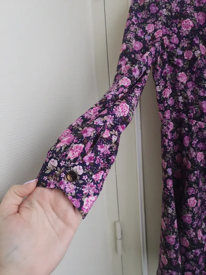 🍙 Robe fleurie romantique mauve taille M - photo numéro 4