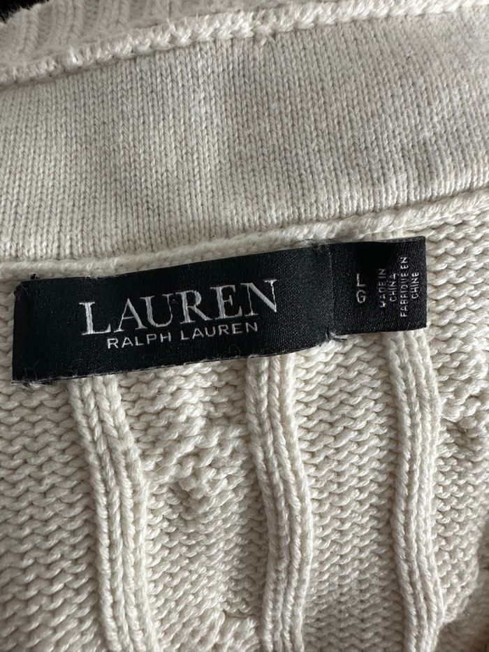 Pull en mailles torsades blanc crème Ralph Lauren T40 L - photo numéro 7