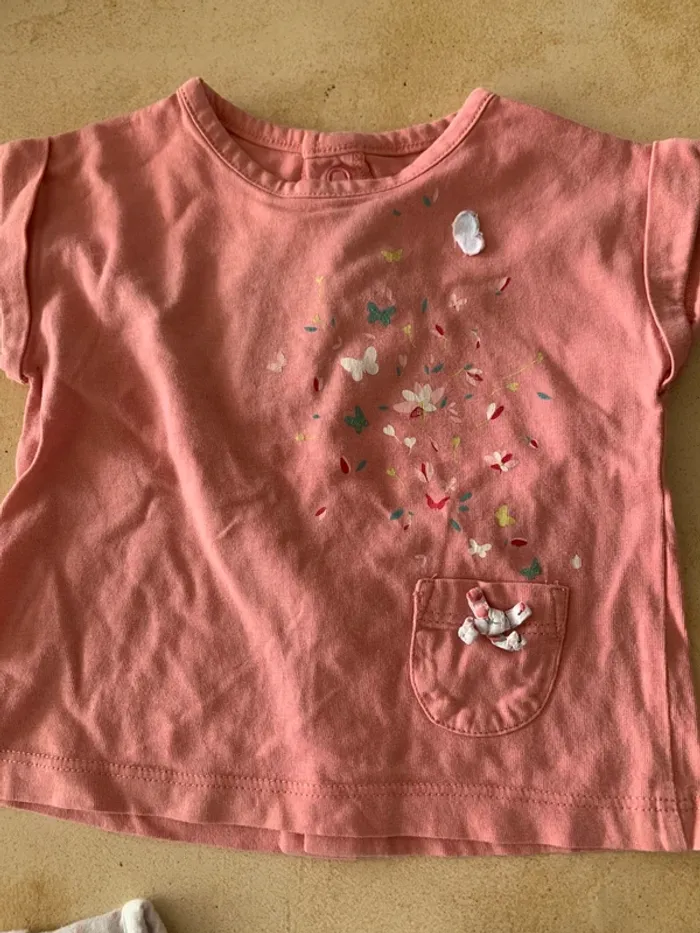 Lot de 4 t-shirts été manches courtes filles 3 mois - photo numéro 5
