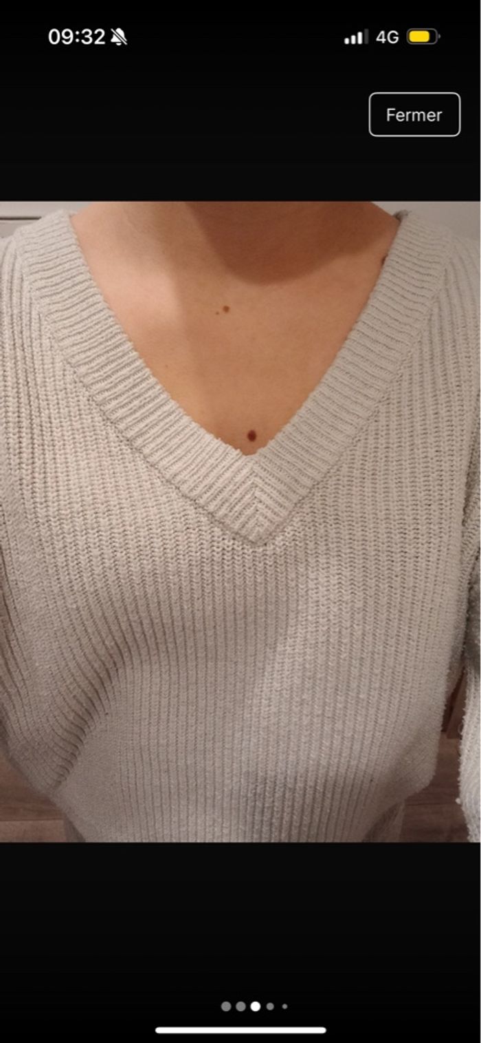 pull blanc col v femme - photo numéro 3