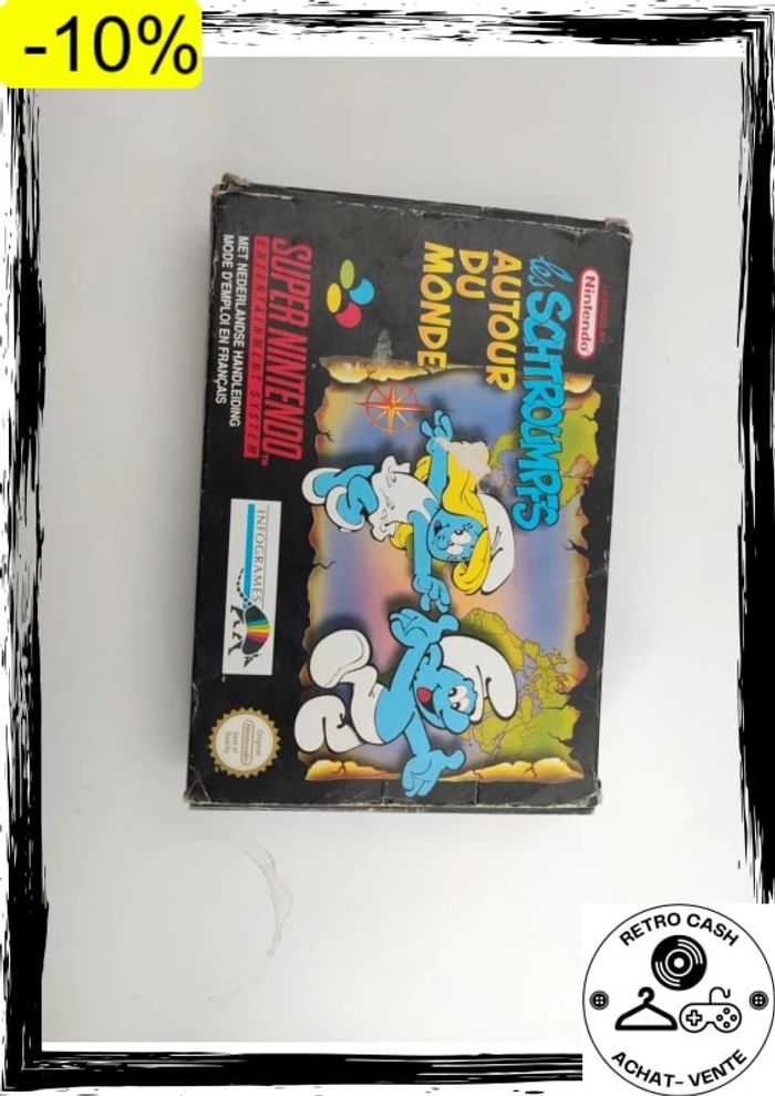 Boîte Les Schtroumpfs Autour Du Monde sur Super Nintendo fah sans jeu sans notice - photo numéro 4