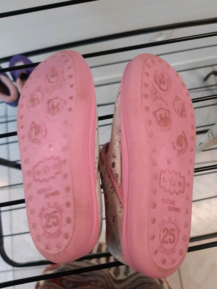 Chaussons bébé fille 25 liberty fleurs rose gris ballerine scratch - photo numéro 2