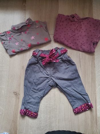 🌴 Ensemble pantalon chino gris + 2 col roulé taille 3 mois