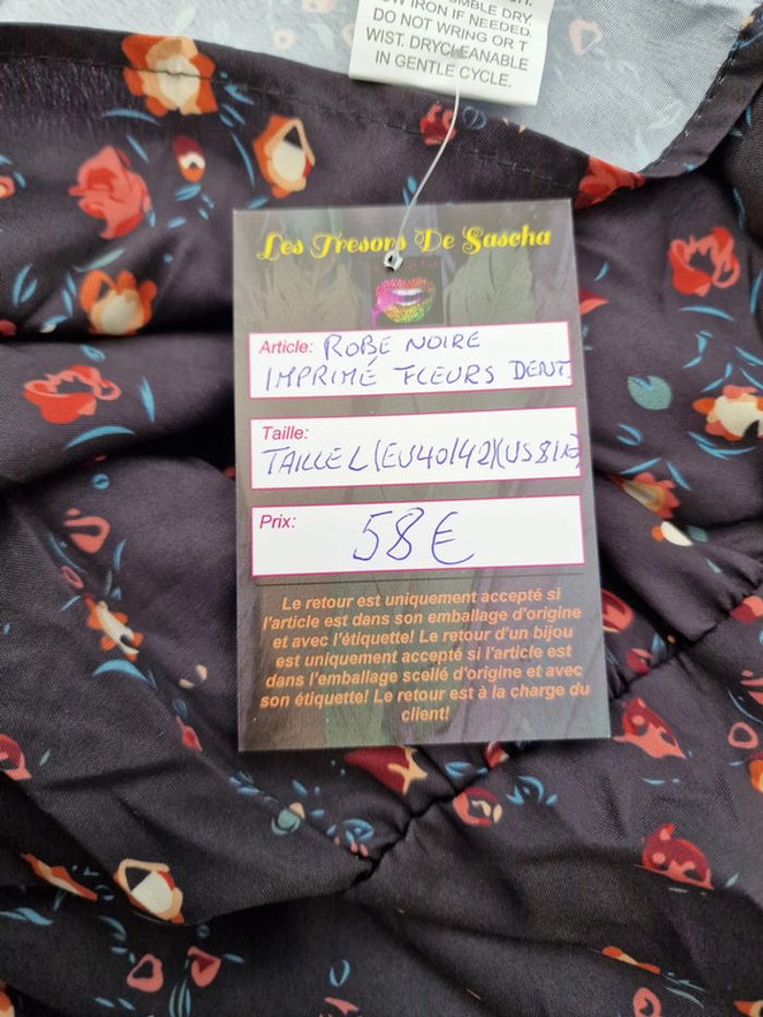 Robe Noire Dentelles Imprimé Fleurs Florale Fleurie - photo numéro 13