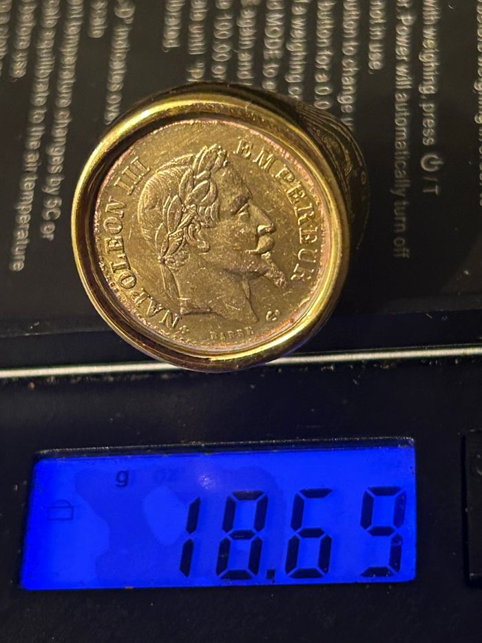 Bague Pièce 10 Francs Napoléon III doré à l’or fin - photo numéro 8