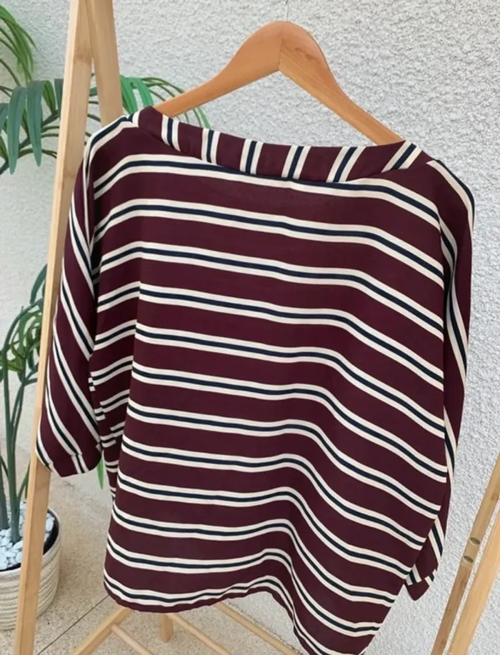 Blouse à rayures bordeaux - photo numéro 4