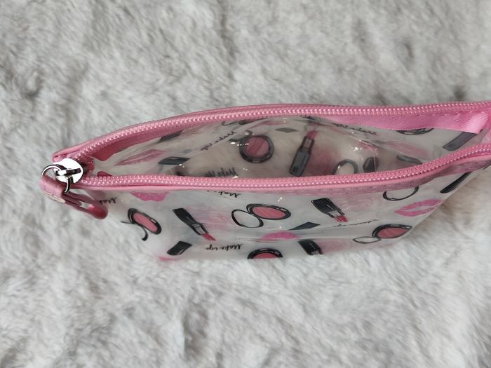 Trousse transparente Make Up rose – maquillage voyage 19x10 cm - photo numéro 3