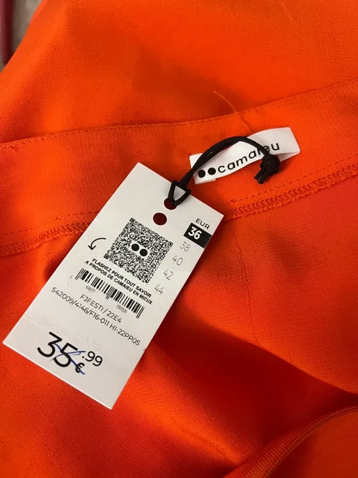 Jupe trapèze midi fluide orange Camaïeu - photo numéro 6