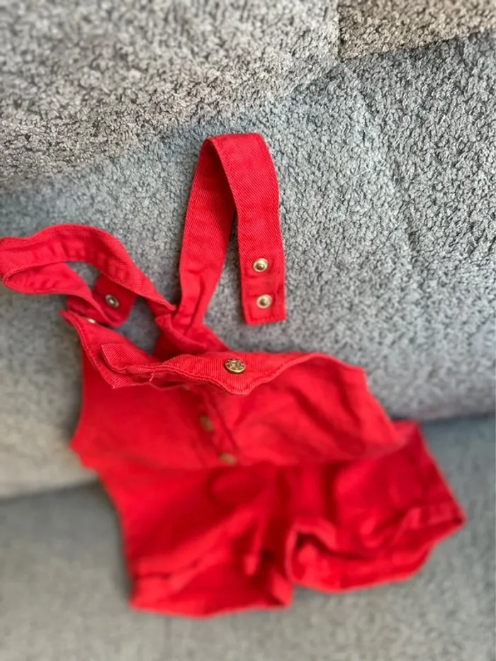 Salopette short en jean rouge Tape à L’œil - photo numéro 2