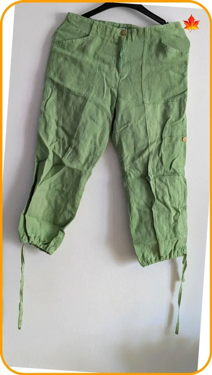 Pantacourt femme en lin Vintage Maloka S