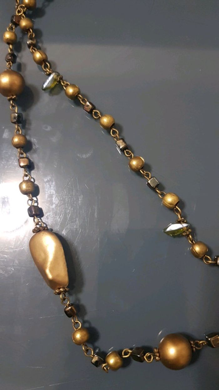 Collier double rang doré mat - photo numéro 2